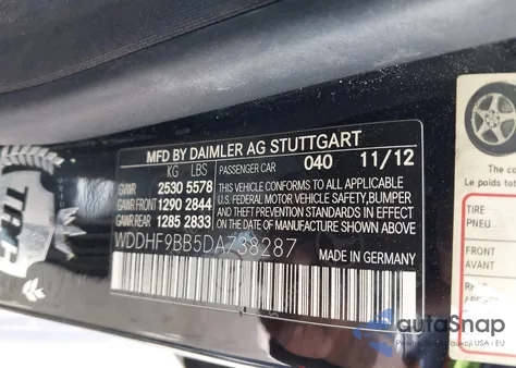 2013 Mercedes-Benz E 550 4Matic из США, поврежденный, VIN WDDHF9BB5DA738287